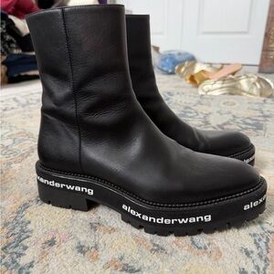 Alexander Wang Black Logo Platform Ankle Boots